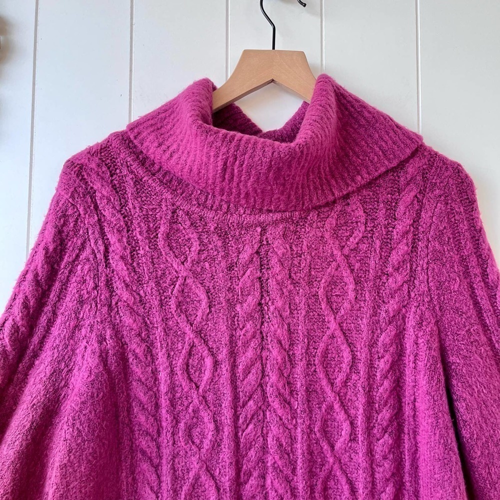 Talbots sweaters dress cable cowlneck Red stretchy - Picture 5 of 7